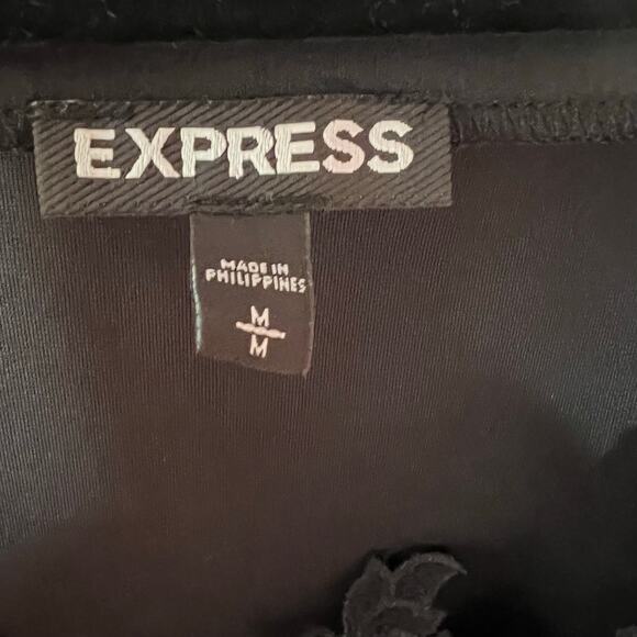 Express Black Velvet and Floral Lace Thong Bodysuit SZ M - Picture 5 of 8